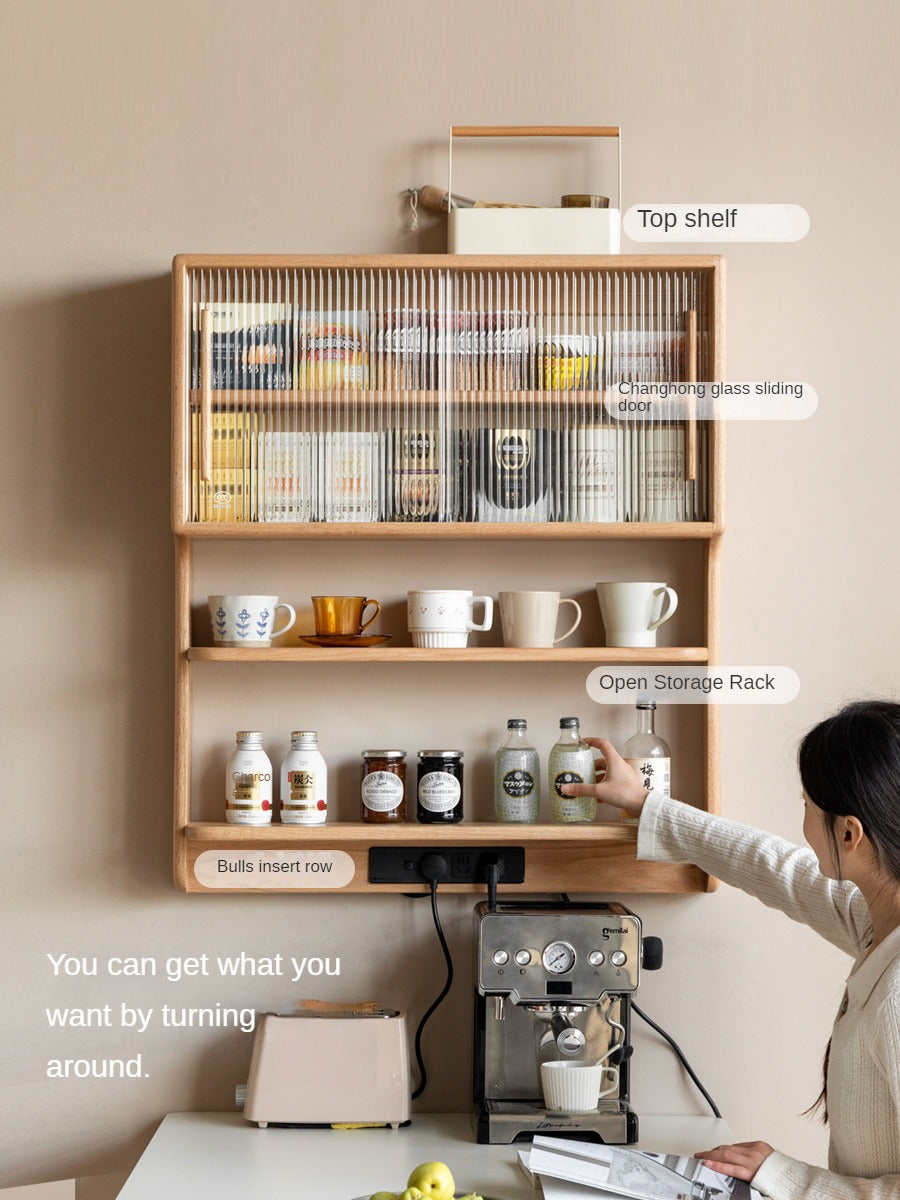 Oak, Beech, Cherry Wood Solid Wood Wall-Mounted Suspended Cabinet