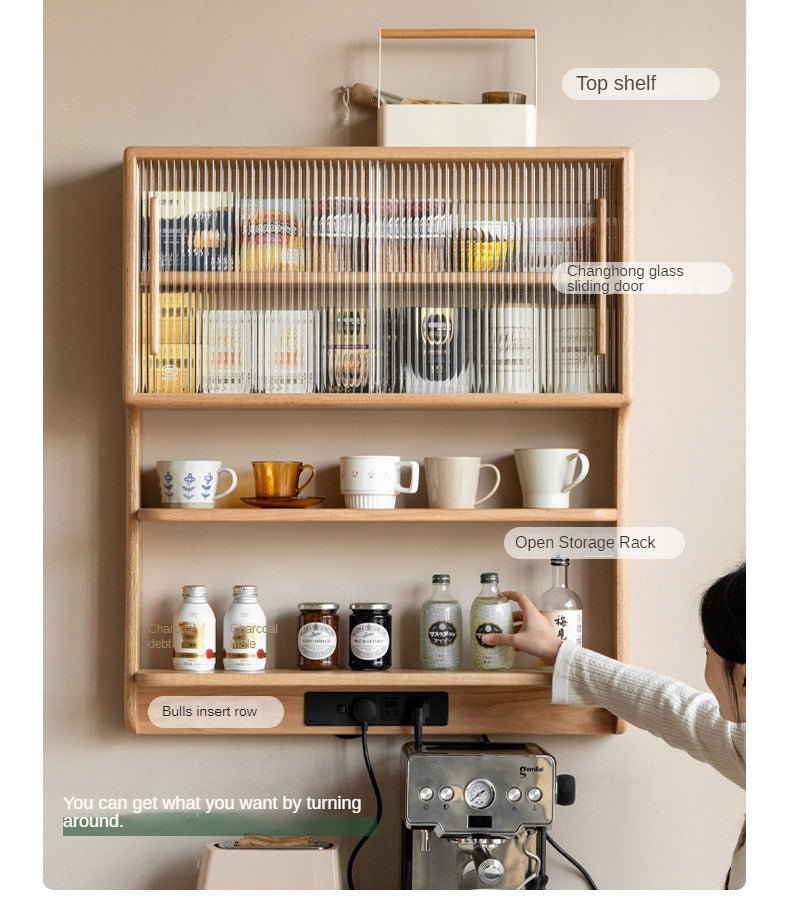 Oak, Beech, Cherry Wood Solid Wood Wall-Mounted Suspended Cabinet