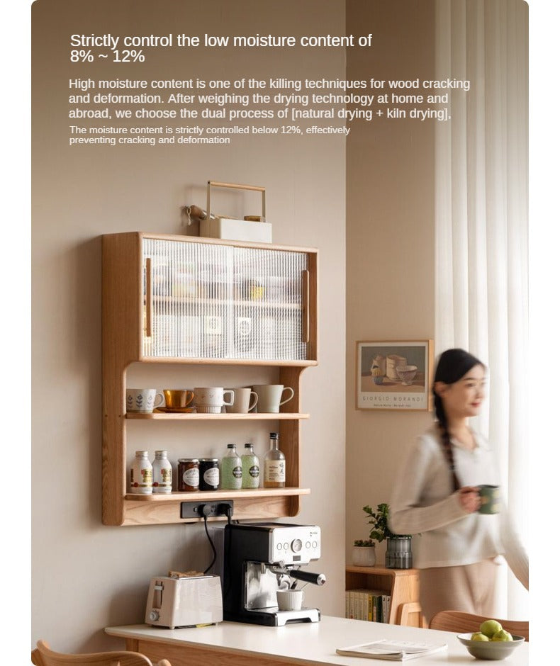 Oak, Beech, Cherry Wood Solid Wood Wall-Mounted Suspended Cabinet