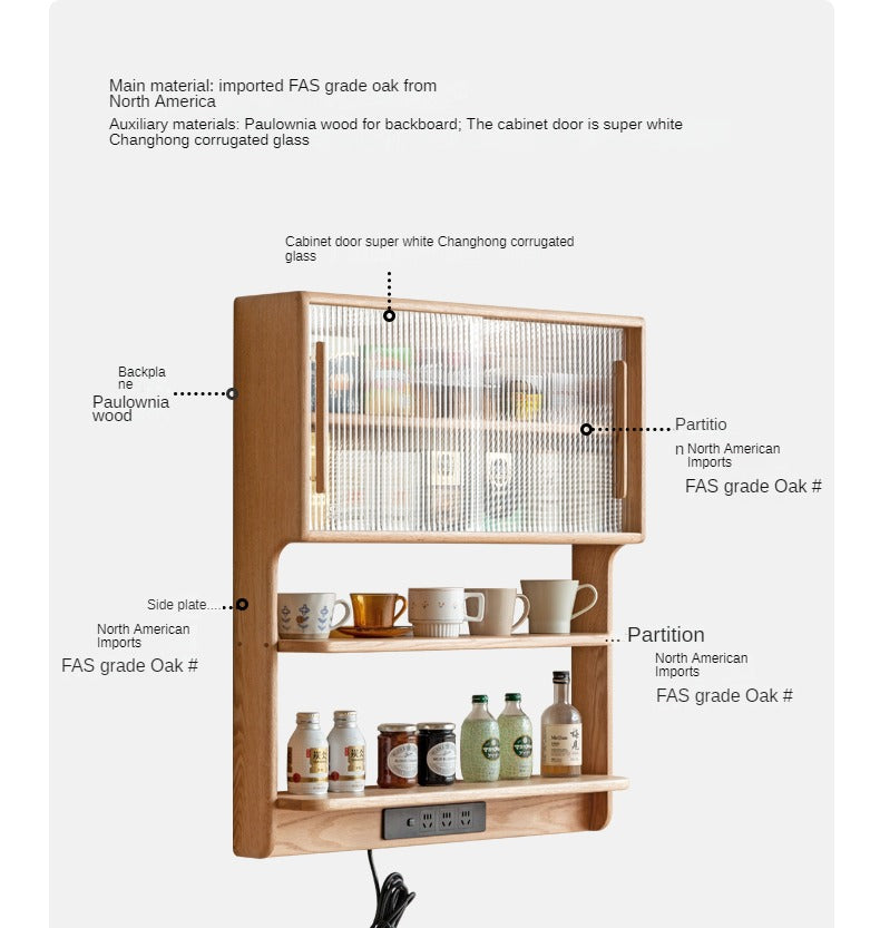 Oak, Beech, Cherry Wood Solid Wood Wall-Mounted Suspended Cabinet