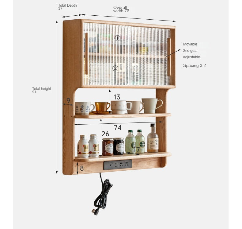 Oak, Beech, Cherry Wood Solid Wood Wall-Mounted Suspended Cabinet
