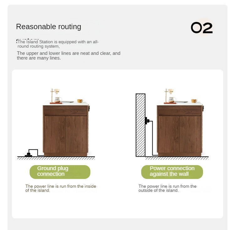 Black Walnut, Oak Solid Wood Island Light Luxury Sideboard