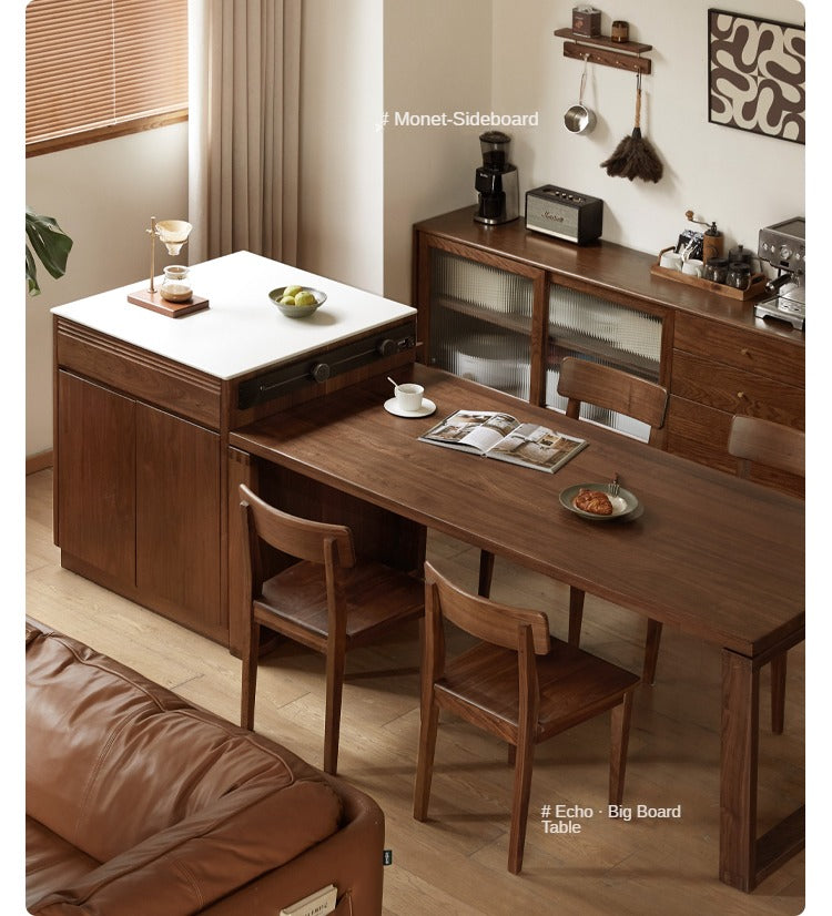 Black Walnut, Oak Solid Wood Island Light Luxury Sideboard
