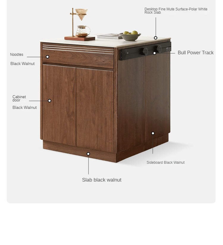 Black Walnut, Oak Solid Wood Island Light Luxury Sideboard