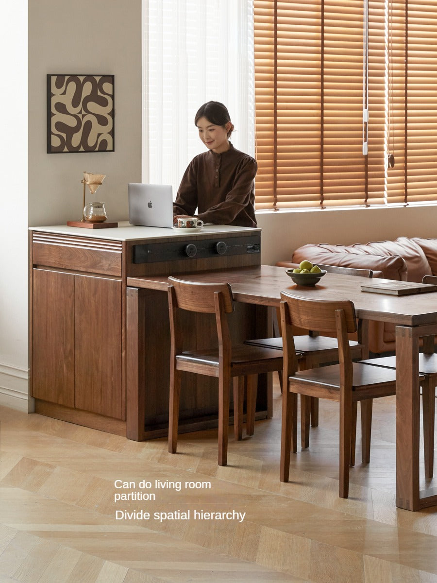 Black Walnut, Oak Solid Wood Island Light Luxury Sideboard