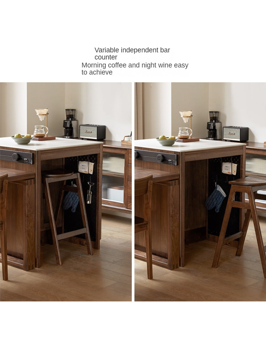 Black Walnut, Oak Solid Wood Island Light Luxury Sideboard