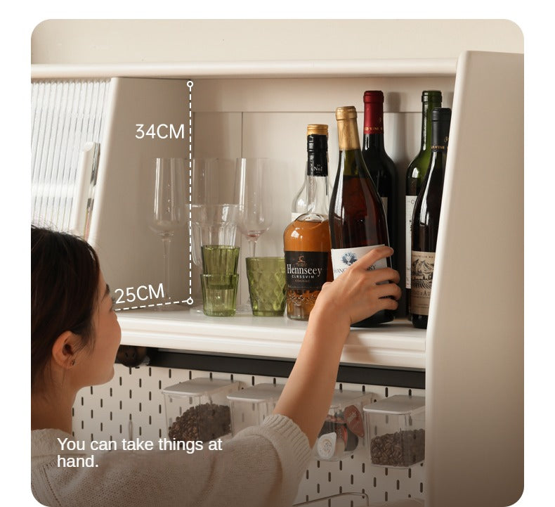 Solid RubberWood Dining Sideboard Cream Style Against The Wall Integrated