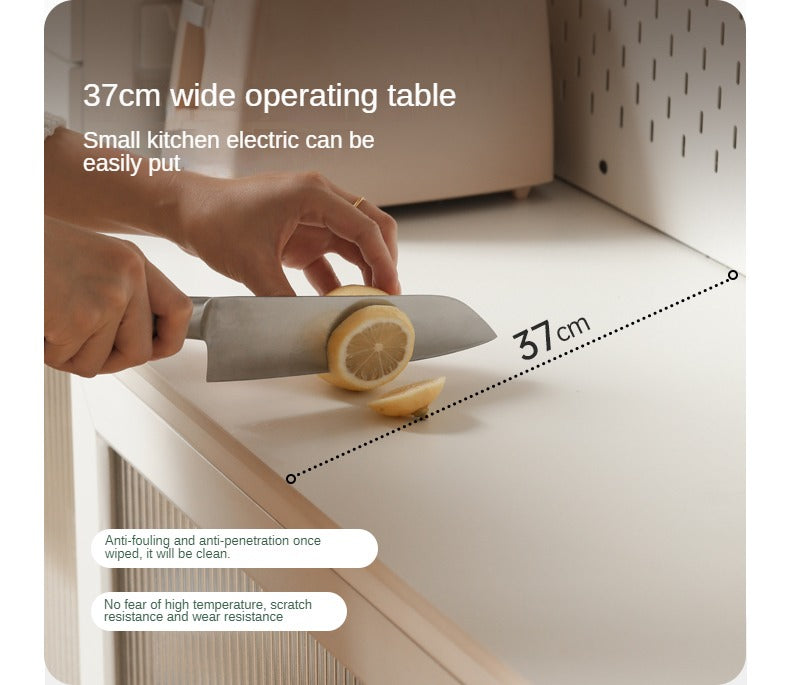 Solid RubberWood Dining Sideboard Cream Style Against The Wall Integrated