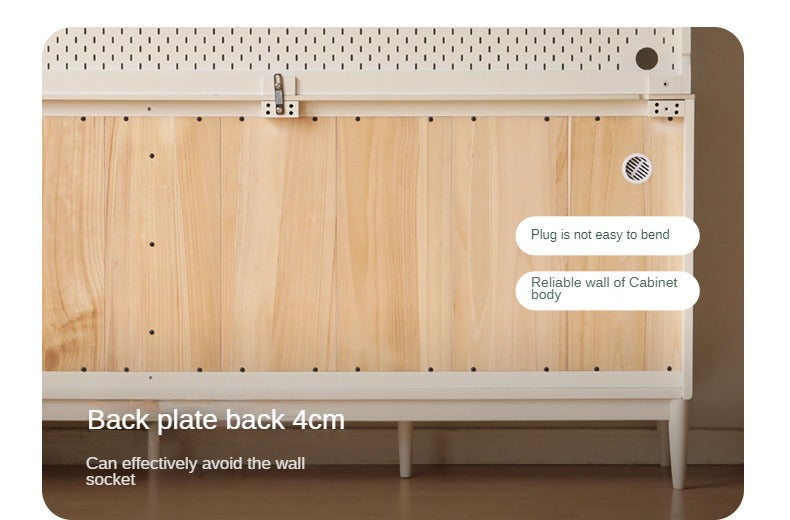 Solid RubberWood Dining Sideboard Cream Style Against The Wall Integrated