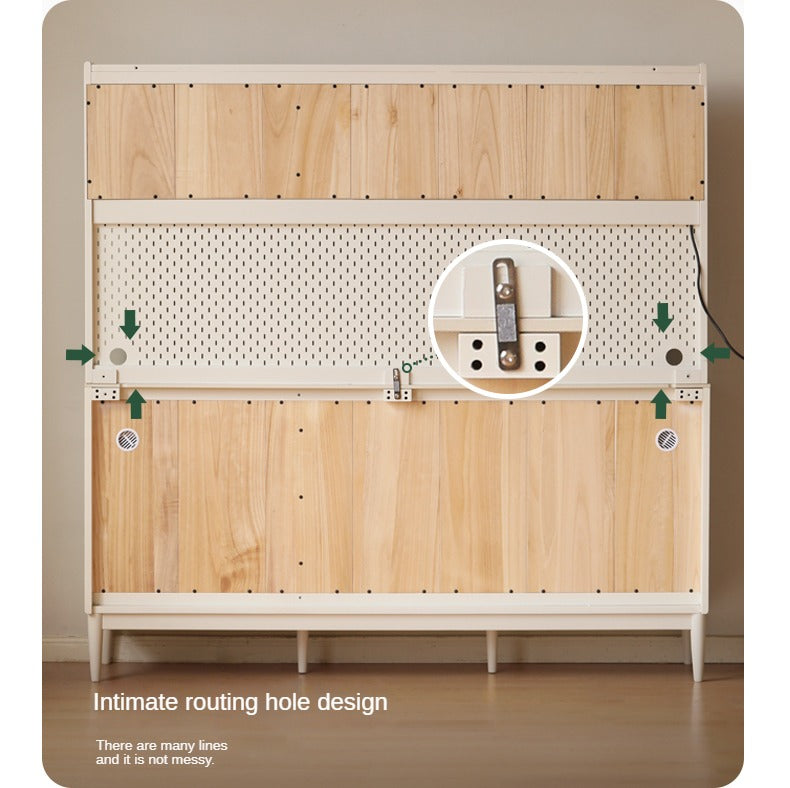 Solid RubberWood Dining Sideboard Cream Style Against The Wall Integrated