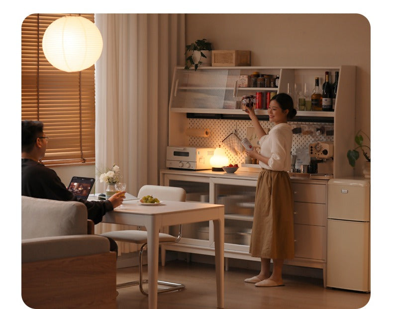 Solid RubberWood Dining Sideboard Cream Style Against The Wall Integrated