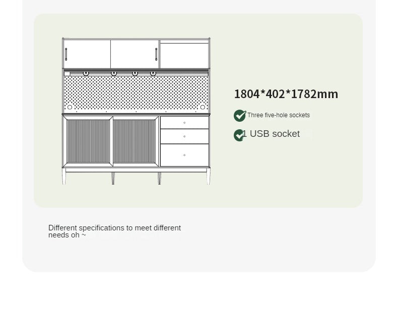 Solid RubberWood Dining Sideboard Cream Style Against The Wall Integrated