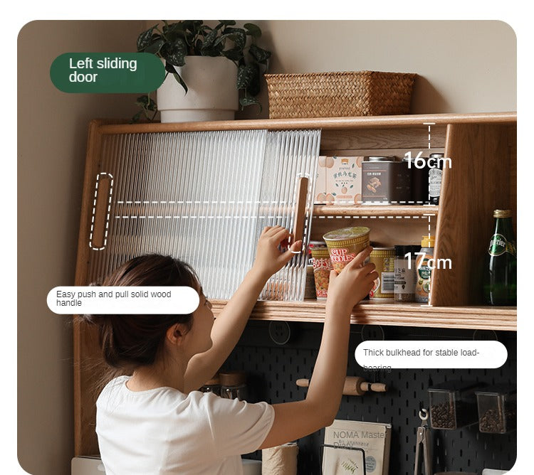 Oak Solid Wood Modern Dining Sideboard Against The Wall