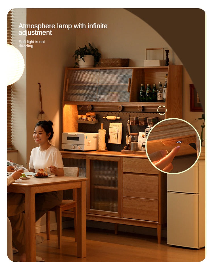 Oak Solid Wood Modern Dining Sideboard Against The Wall