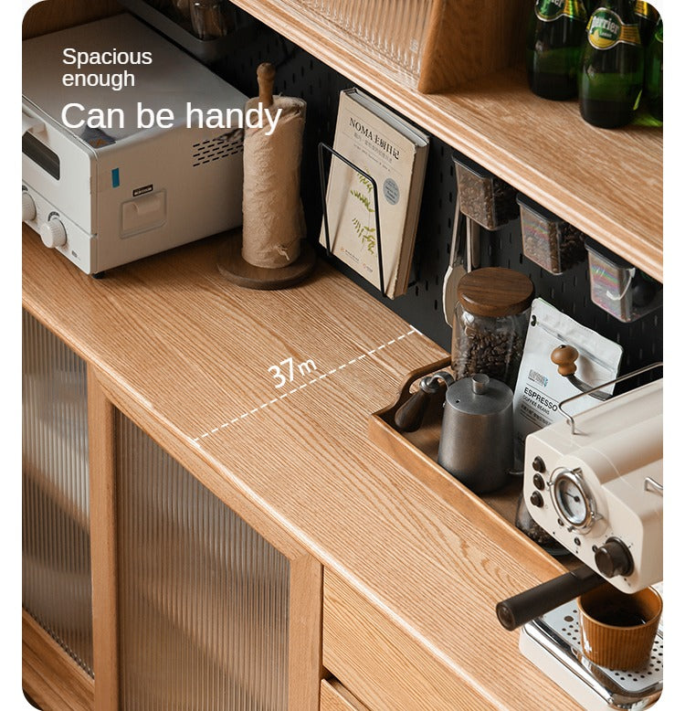 Oak Solid Wood Modern Dining Sideboard Against The Wall