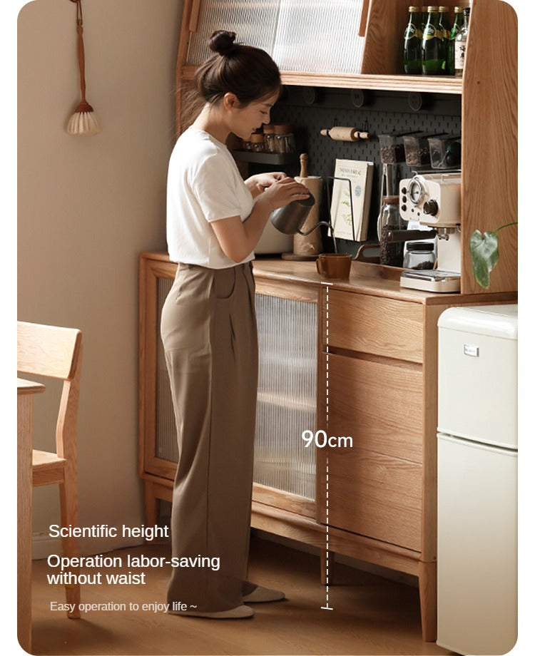 Oak Solid Wood Modern Dining Sideboard Against The Wall