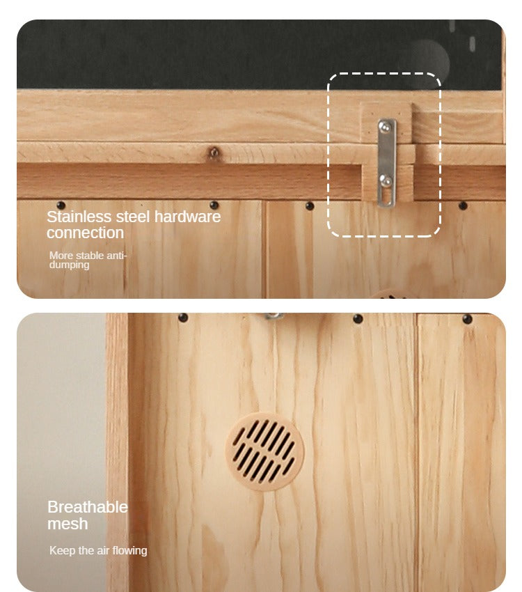 Oak Solid Wood Modern Dining Sideboard Against The Wall