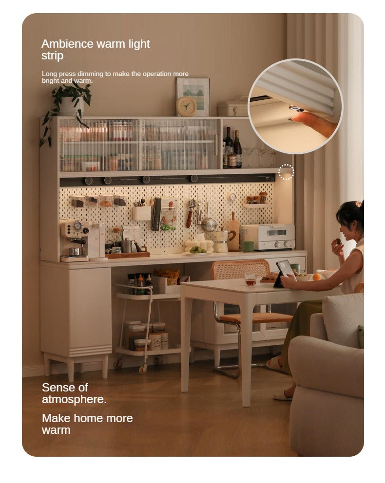 Solid RubberWood Multifunctional High Rock Plate Dining Sideboard