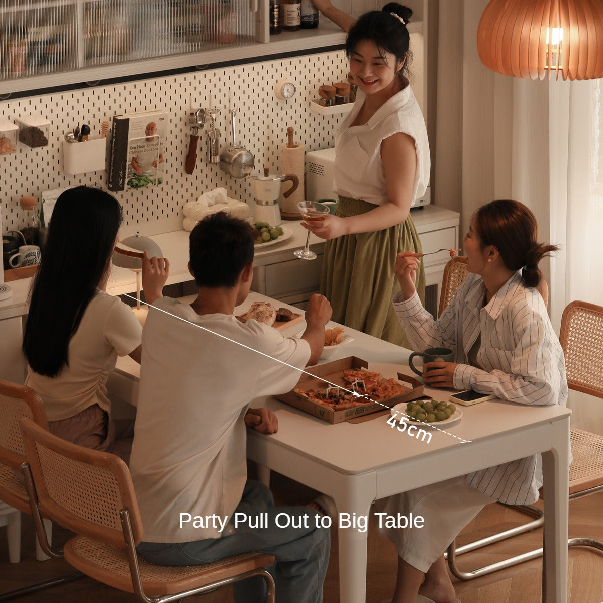 Solid RubberWood Multifunctional High Rock Plate Dining Sideboard