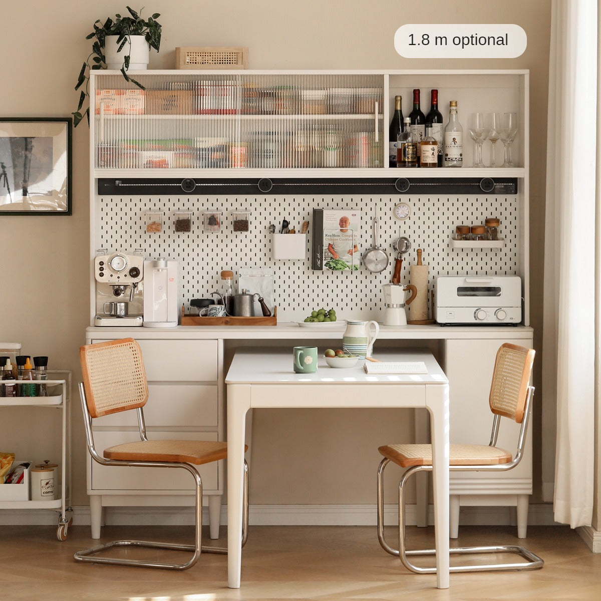 Poplar Solid Wood, Solid RubberWood Multifunctional High Rock Plate Dining Sideboard