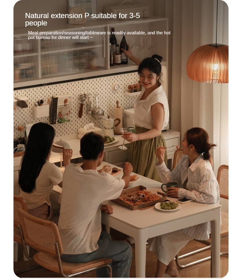 Solid RubberWood Multifunctional High Rock Plate Dining Sideboard