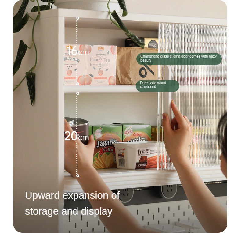 Solid RubberWood Multifunctional High Rock Plate Dining Sideboard