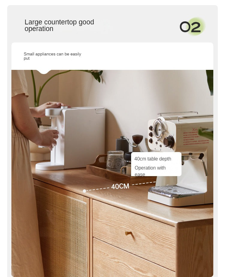 Oak Solid Wood Rattan Modern Sideboard