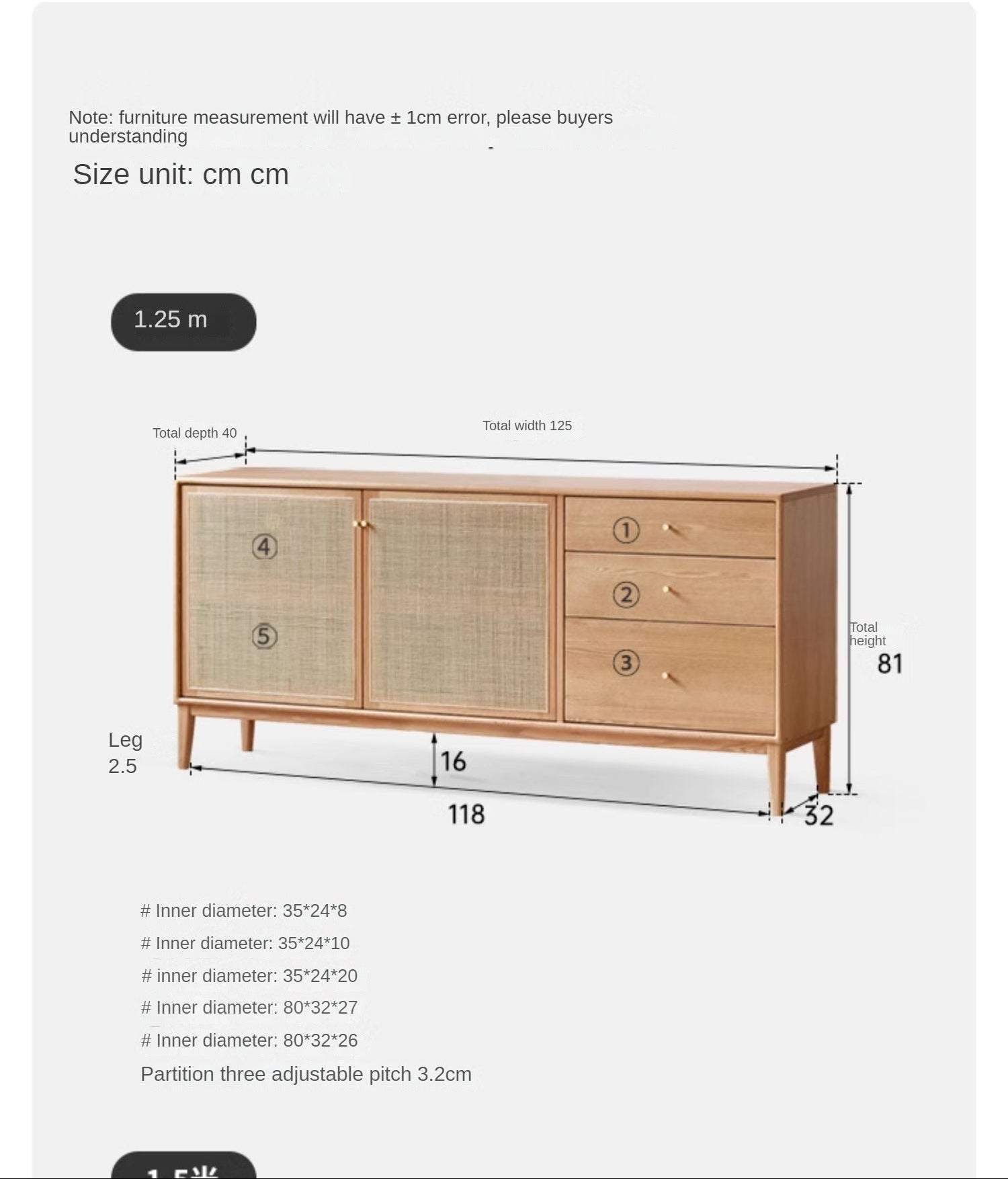 Oak Solid Wood Rattan Modern Sideboard