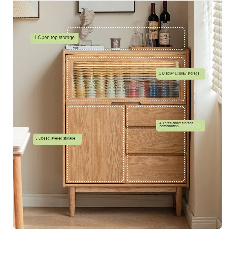Oak Solid Wood, Solid Rubberwood Corner Multifunctional Sideboard