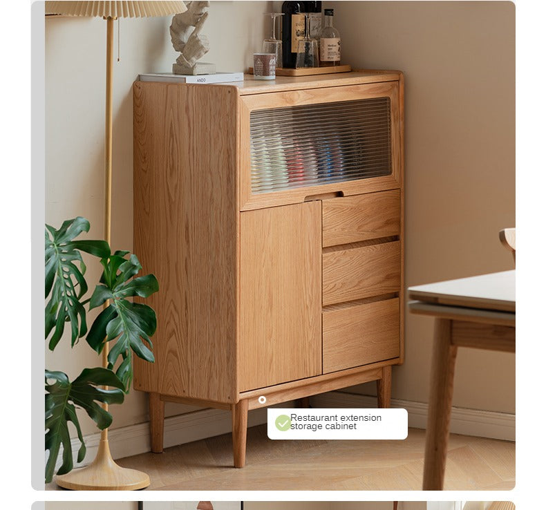 Oak Solid Wood, Solid Rubberwood Corner Multifunctional Sideboard