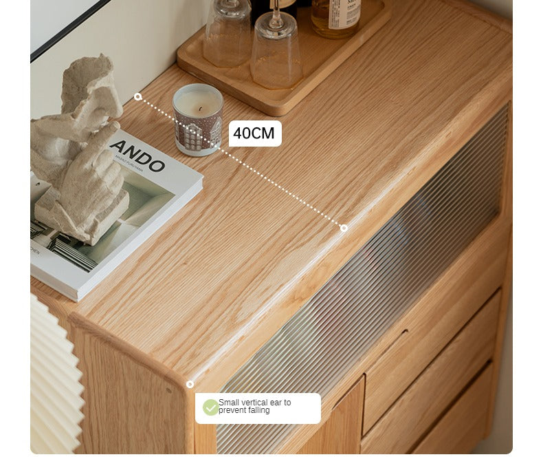 Oak Solid Wood, Solid Rubberwood Corner Multifunctional Sideboard
