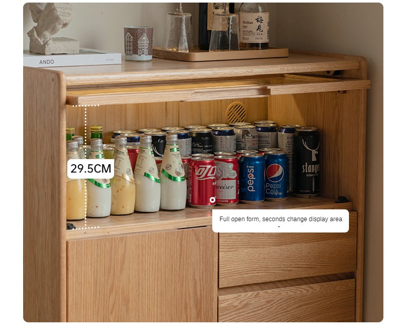 Oak Solid Wood, Solid Rubberwood Corner Multifunctional Sideboard