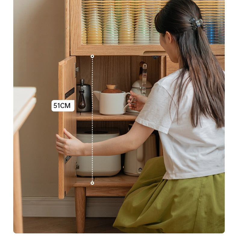 Oak Solid Wood, Solid Rubberwood Corner Multifunctional Sideboard