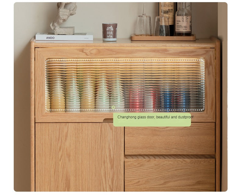 Oak Solid Wood, Solid Rubberwood Corner Multifunctional Sideboard