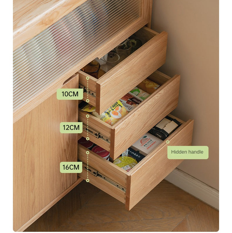 Oak Solid Wood, Solid Rubberwood Corner Multifunctional Sideboard