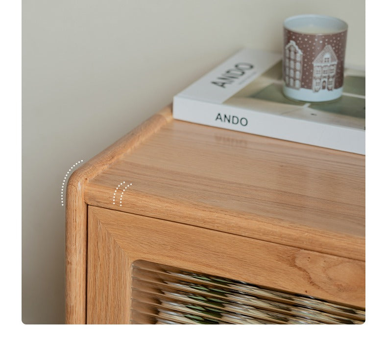 Oak Solid Wood, Solid Rubberwood Corner Multifunctional Sideboard