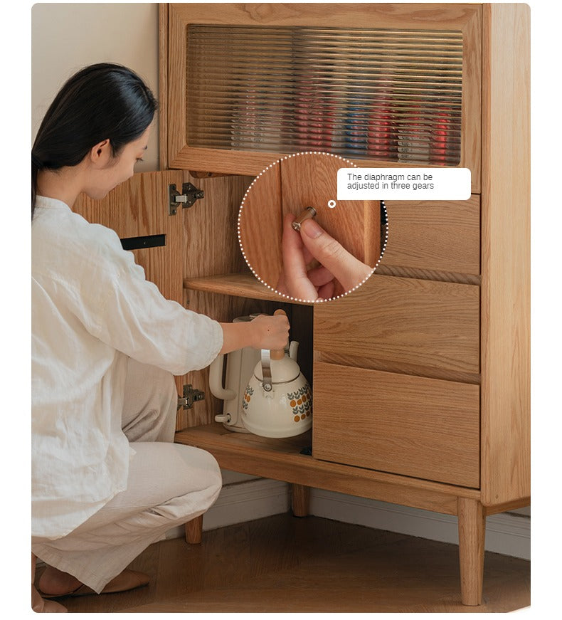 Oak Solid Wood, Solid Rubberwood Corner Multifunctional Sideboard