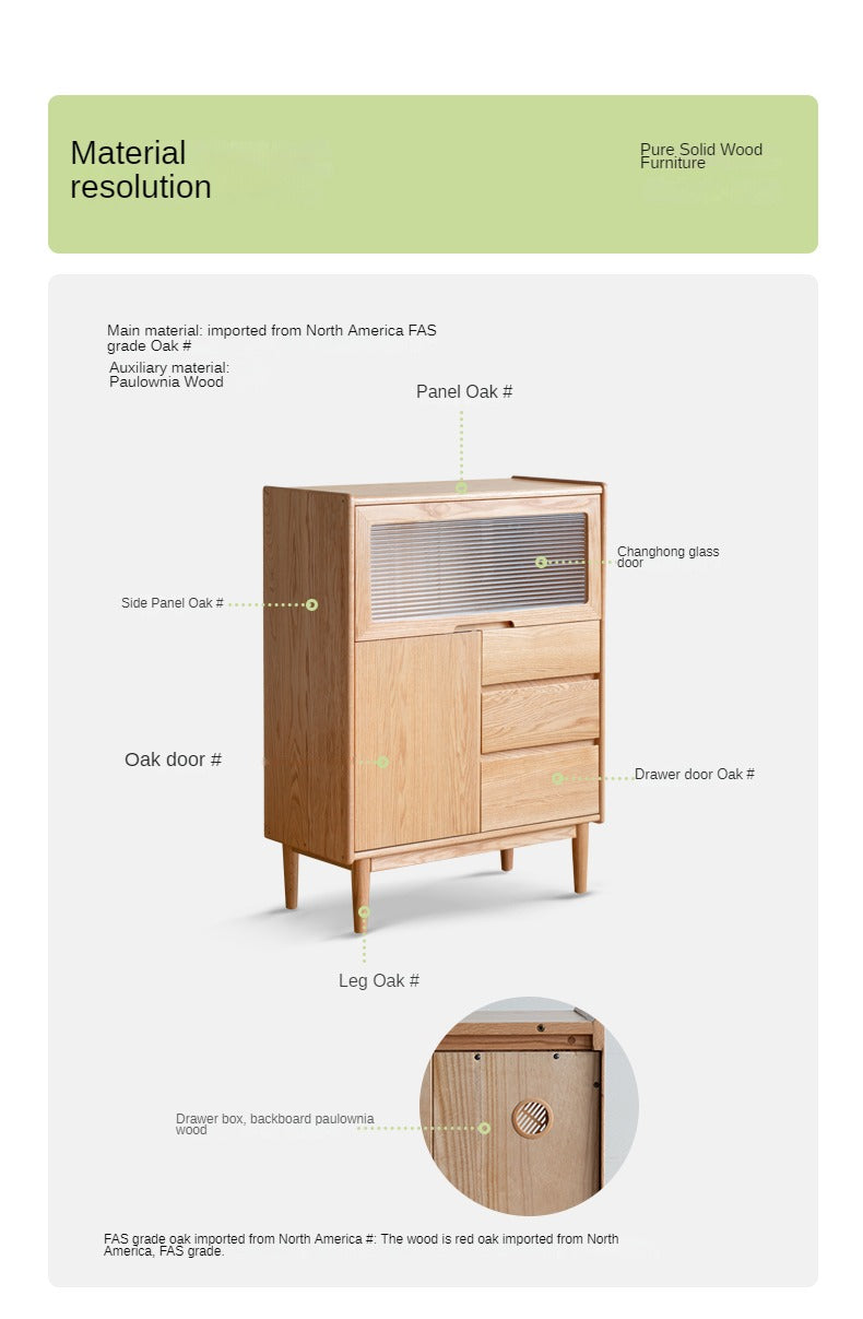Oak Solid Wood, Solid Rubberwood Corner Multifunctional Sideboard
