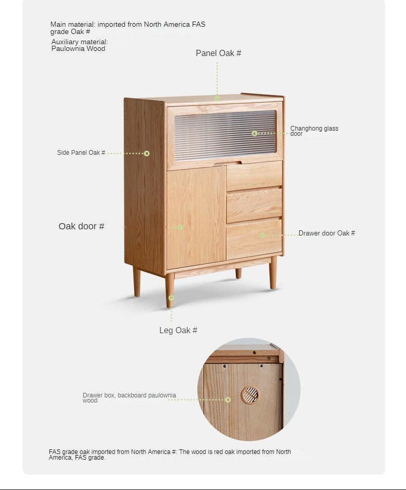 Oak Solid Wood, Solid Rubberwood Corner Multifunctional Sideboard