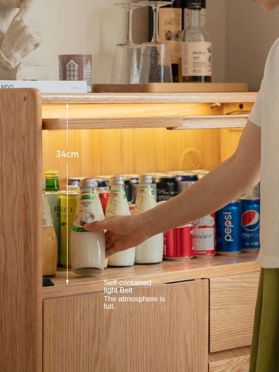 Oak Solid Wood, Solid Rubberwood Corner Multifunctional Sideboard