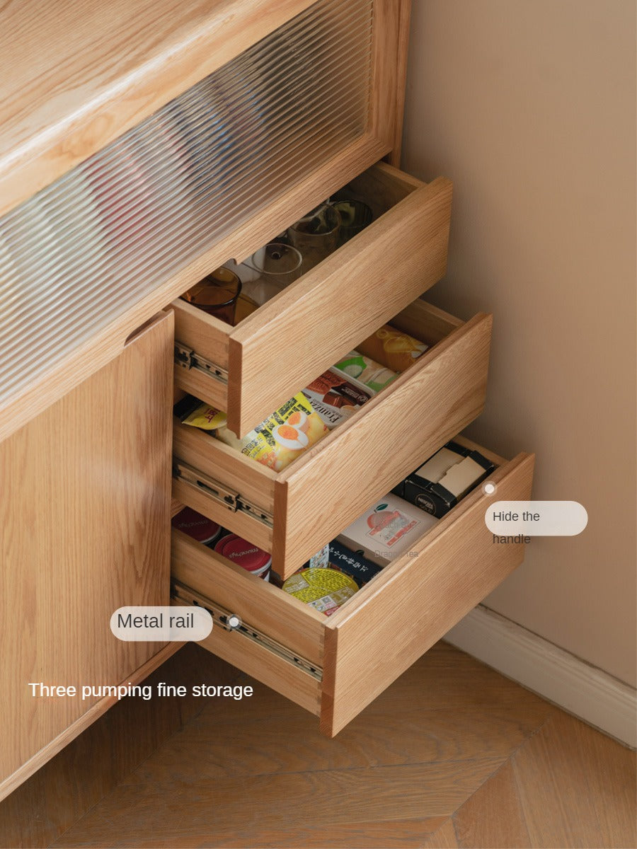 Oak Solid Wood, Solid Rubberwood Corner Multifunctional Sideboard