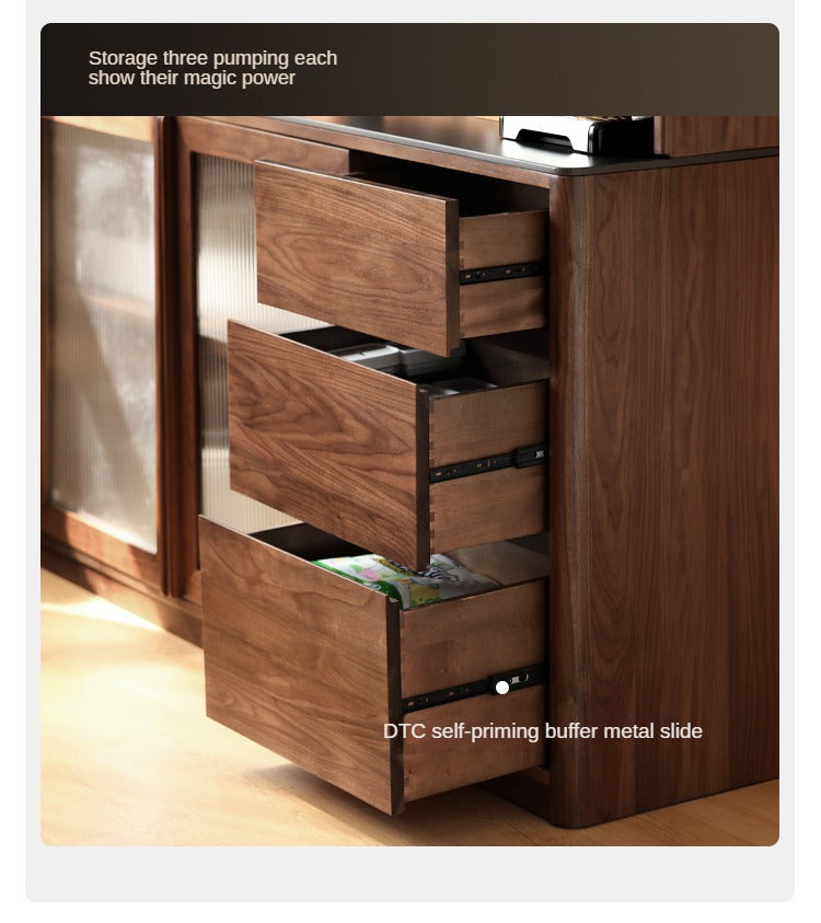 Black Walnut, Ash, Sandalwood Solid Wood Sideboard Hole Storage