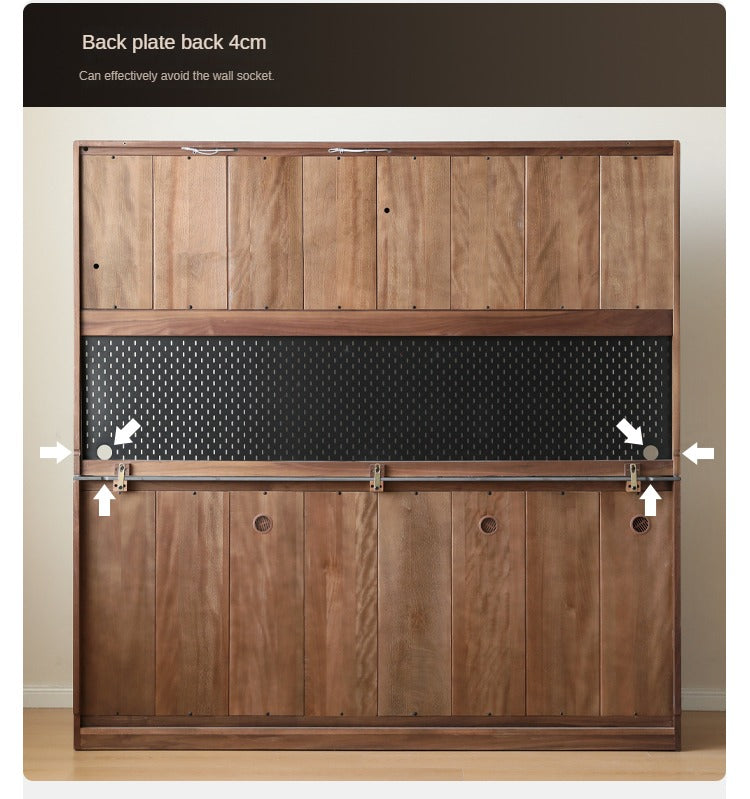 Black Walnut, Ash, Sandalwood Solid Wood Sideboard Hole Storage