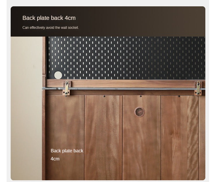 Black Walnut, Ash, Sandalwood Solid Wood Sideboard Hole Storage