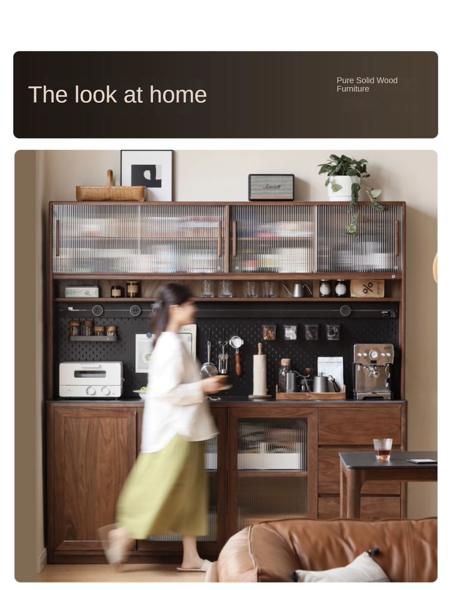 Black Walnut Solid Wood Sideboard Hole Storage
