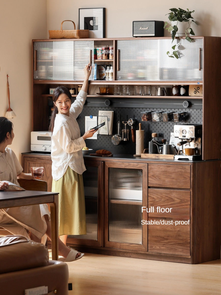 Black Walnut Solid Wood Sideboard Hole Storage