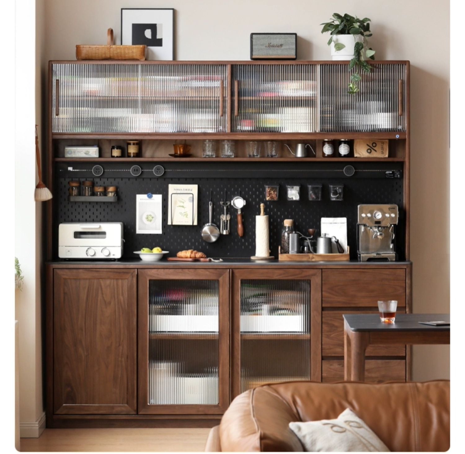 Black Walnut Solid Wood Sideboard Hole Storage