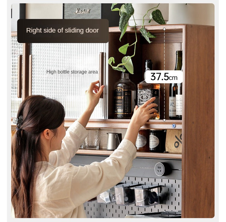Black Walnut, Ash, Sandalwood Solid Wood Sideboard Hole Storage