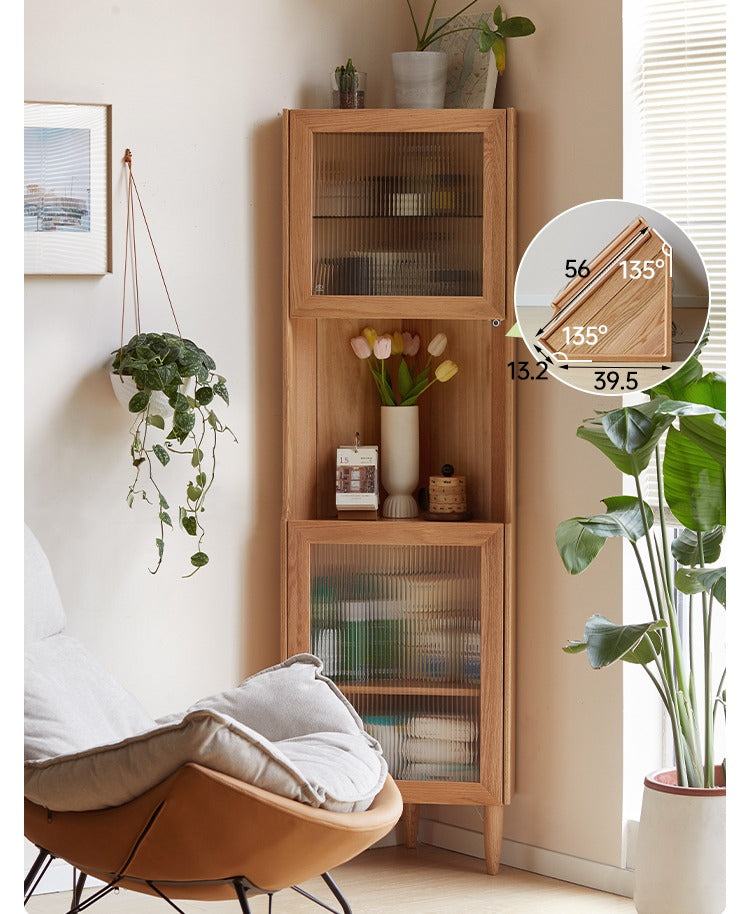 Oak Solid Wood Corner Storage Cabinet