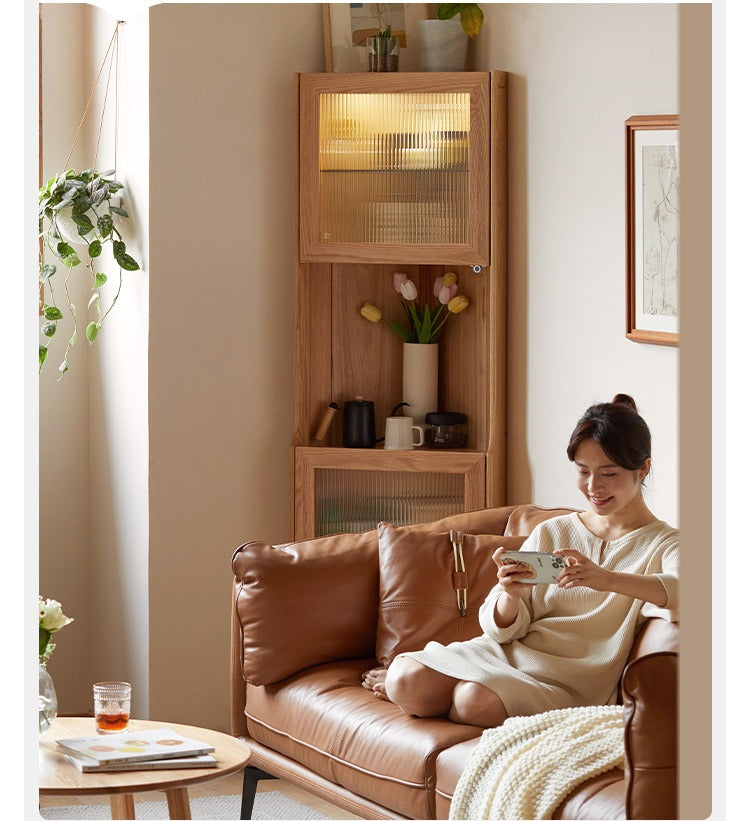 Oak Solid Wood Corner Storage Cabinet